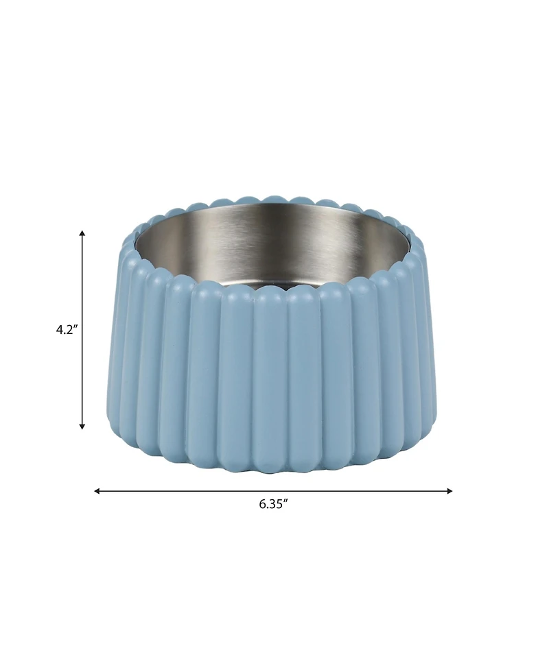 The Licker Store Ripple Ridge Small/Medium Slanted Concrete and Stainless Steel Bowl 16oz (2 Cups) Pet Feeder