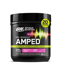 Optimum Nutrition, Pre-Workout Amped Powder, Berry Fusion, High Stim, Sugar-Free, Caffeine, 20 Servings