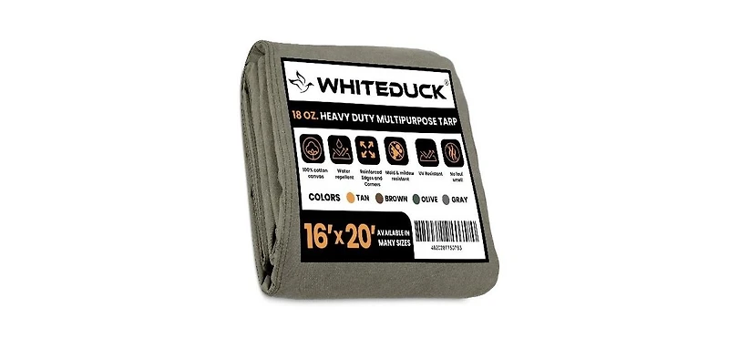 White Duck Outdoors 18 oz. Canvas Tarp 16x20 Olive