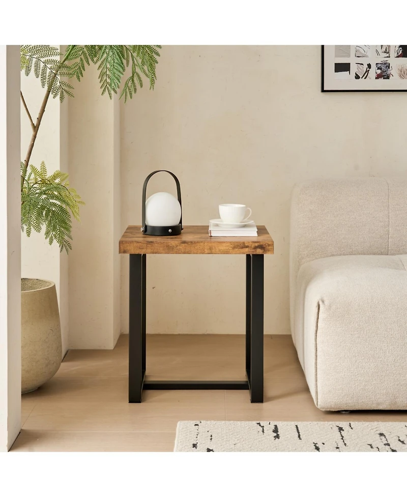 Streamdale Furniture Walnut Night Stand, Mdf SideTable, Small Tea Table, Sofa Table with Metal Leg