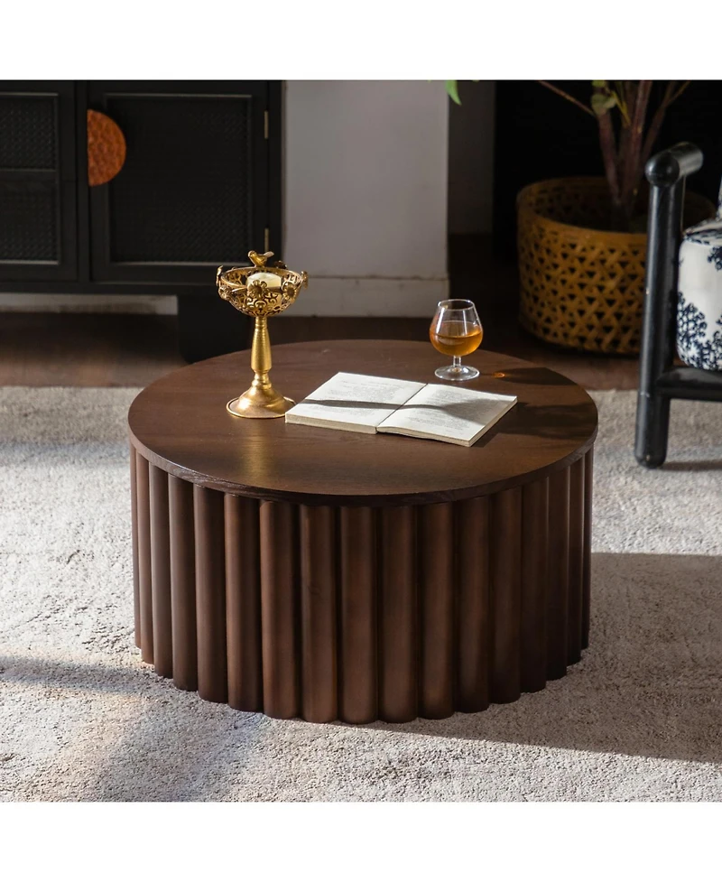 Streamdale Furniture Round Lift-Top Coffee Table, Handcrafted Wooden Tea Table