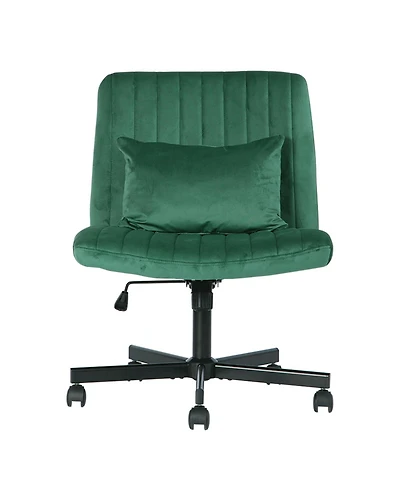 Streamdale Furniture Velvet Criss Cross Armless Office Chair with Wheels