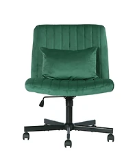 Streamdale Furniture Velvet Criss Cross Armless Office Chair with Wheels
