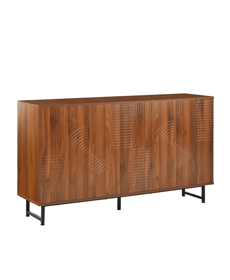 Streamdale Furniture Mid-Century Modern Walnut Sideboard Buffet Cabinet