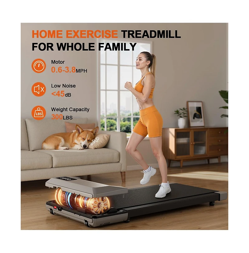 Deerrun 15.3539.37 inches Run Belt Treadmills 2.5HP 2 in 1 Led Display 0.6-5MPH 350 Lbs Weight Capacity