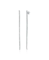 Suzy Levian Gala Collection Sterling Silver Cubic Zirconia Long Line Tennis Drop Earrings