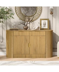 Streamdale Furniture 55.1" Modern Storage Cabinet - 2 Doors, Drawers, Stripe Mdf Sideboard