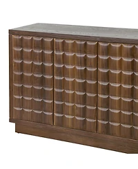 Streamdale Furniture Modern 4-Door Storage Cabinet with Geometric Doors & Metal Trim