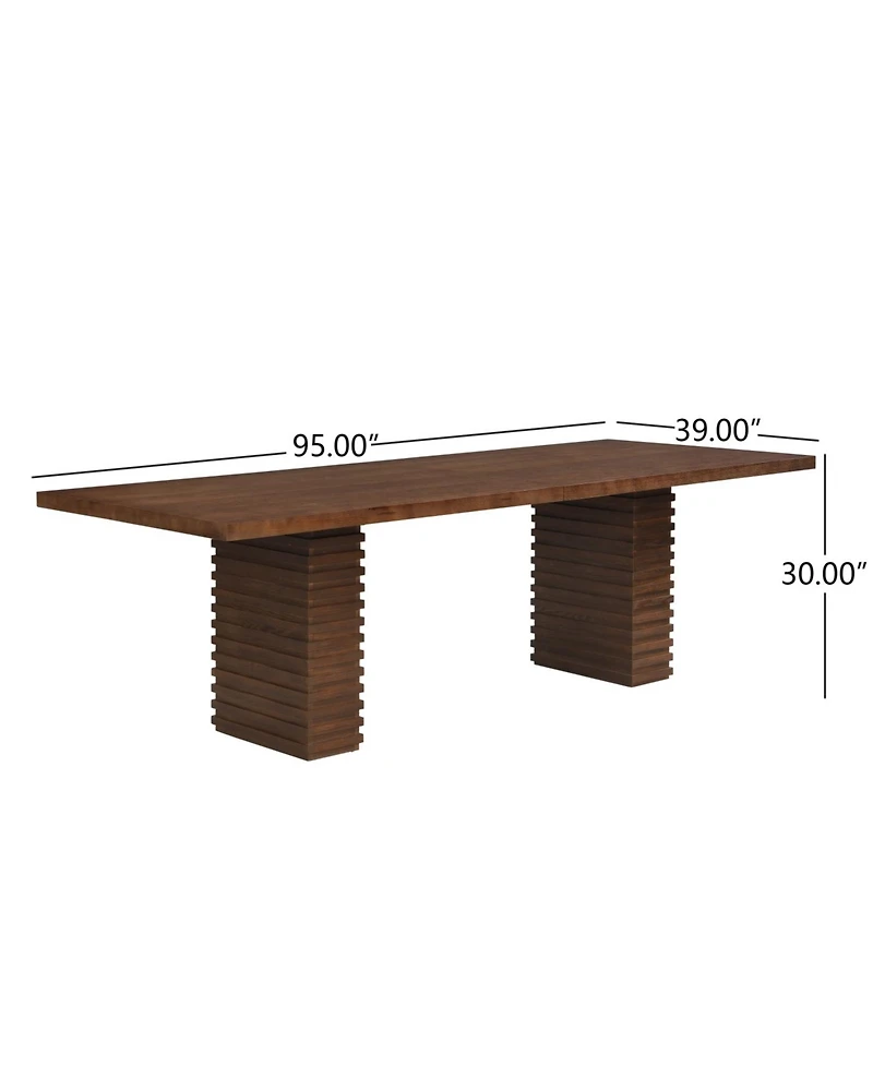 Streamdale Furniture Walnut Finish Industrial Dining Table Seats 6-10