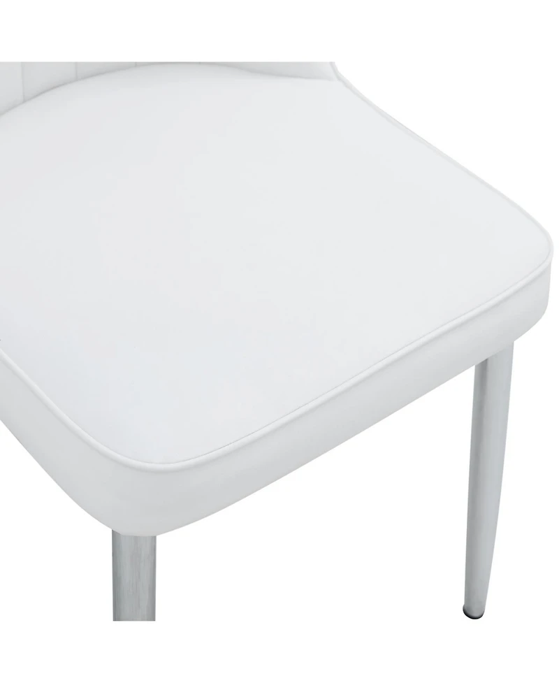 Streamdale Furniture 4 Modern Pu Leather Dining Chairs with Silver Metal Legs