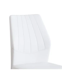 Streamdale Furniture Set of 6 Silver & White Dining Chairs, 37" High, Ergonomic Pu Backrest