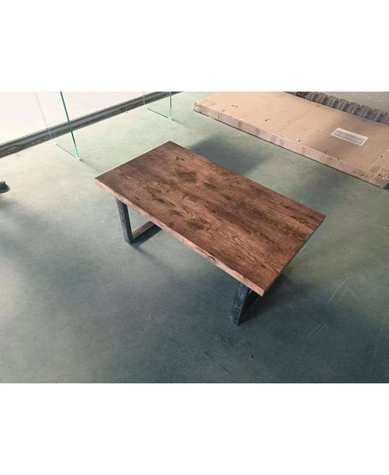 Streamdale Furniture Mdf Coffee Table, Small Tea Table, Walnut with Metal Legs Sofa Table