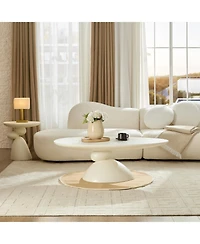 Streamdale Furniture Lucky Stone Oval Coffee Table, Modern Minimalist Fiberglass Center Table