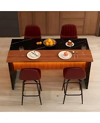 Streamdale Furniture Marble Kitchen Island with Led Lighting & Grille Details