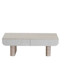 Streamdale Furniture Coffee Table with Faux Marble Tabletop & Fluted Drawer