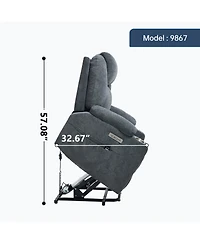 Streamdale Furniture Power Lift Recliner Chair, 350 Lbs Capacity, 8-Point Massage, Heating, Usb/Type-c, Grey