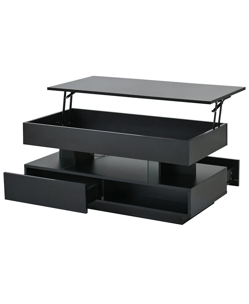 Streamdale Furniture Lift Top Coffee Table with Hidden Storage & Led Lights