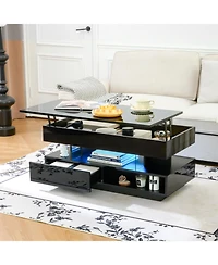 Streamdale Furniture Lift Top Coffee Table with Hidden Storage & Led Lights