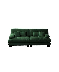 Streamdale Furniture Streamdale Cloud Couch 2 Seater Sofa, Chenille Green with 4 Lumbar/Throw Pillows