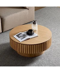 Streamdale Furniture Round Wood Coffee Table with Storage (Ash