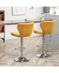 Streamdale Furniture Streamdale Upholstered Adjustable Swivel Barstools in Yellow, Set of 2