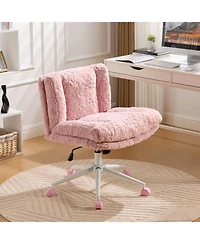 Streamdale Furniture Pink Rabbit Hair Office Chair with Metal Base
