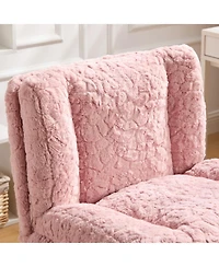 Streamdale Furniture Pink Rabbit Hair Office Chair with Metal Base