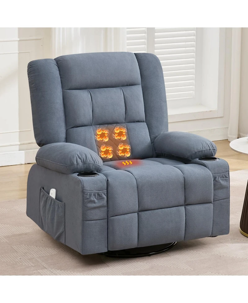 Streamdale Furniture Streamdale Kneading Massage Rocker Recliner Chair with Heat, Cup Holders & Usb Port