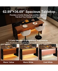 Streamdale Furniture White Marble Look Kitchen Island with Led Lighting