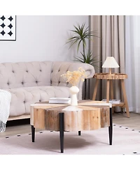 Streamdale Furniture Diameter Rustic Flower-Shaped Wood Coffee Table with Metal Legs