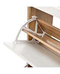 Streamdale Furniture Two Drawers, Three-Fold Doors, Large Storage Shoe Cabinet