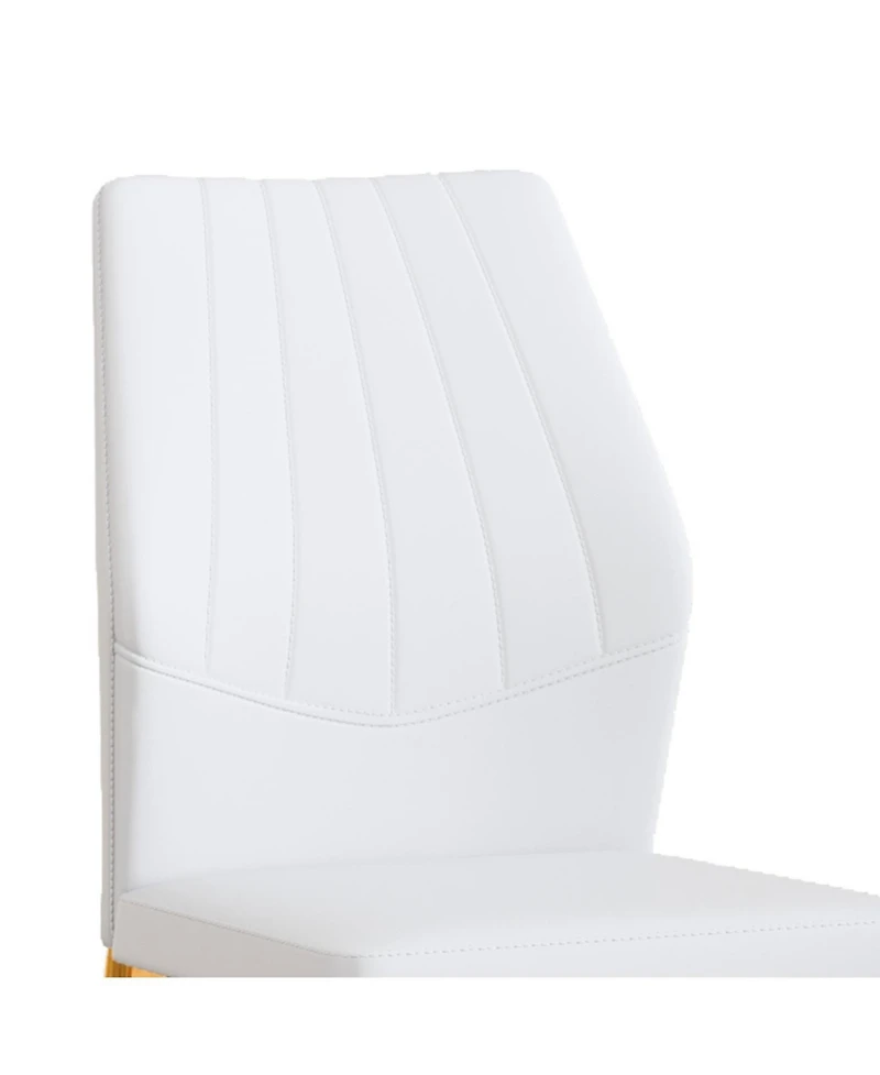 Streamdale Furniture Set of 4 Gold & White Dining Chairs, 37" High, Ergonomic Pu Backrest