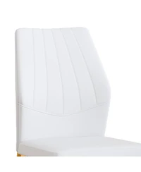 Streamdale Furniture Set of 4 Gold & White Dining Chairs, 37" High, Ergonomic Pu Backrest