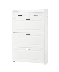 Streamdale Furniture Streamdale Two drawers, three-fold doors, large storage shoe cabinet, white