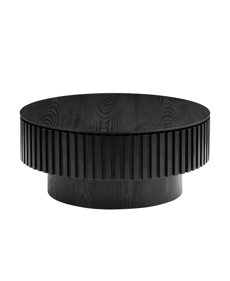 Streamdale Furniture Streamdale 31.49" Nesting Round Wood Coffee Table with Storage - Black