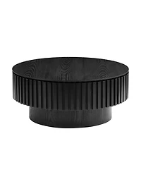 Streamdale Furniture Streamdale 31.49" Nesting Round Wood Coffee Table with Storage - Black