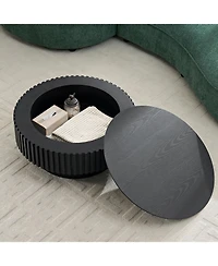 Streamdale Furniture Streamdale 31.49" Nesting Round Wood Coffee Table with Storage - Black