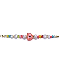 GiGiGirl 14k Yellow Gold Plated Multi-Color Beads Bracelet with Freshwater Pearls for Kids
