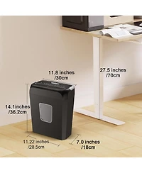 Bonsaii 6-Sheet Crosscut Shredder for Home Office - Shreds Paper, Credit Cards, Mail, Staples, Clips - 3.4 Gal Bin with Handle