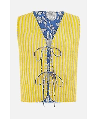 Yumi Women's Floral Reversible Quilted Vest Jacket