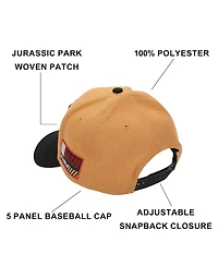Jurassic Park Men's Logo Woven Patch Tan Canvas B2 Ball Cap