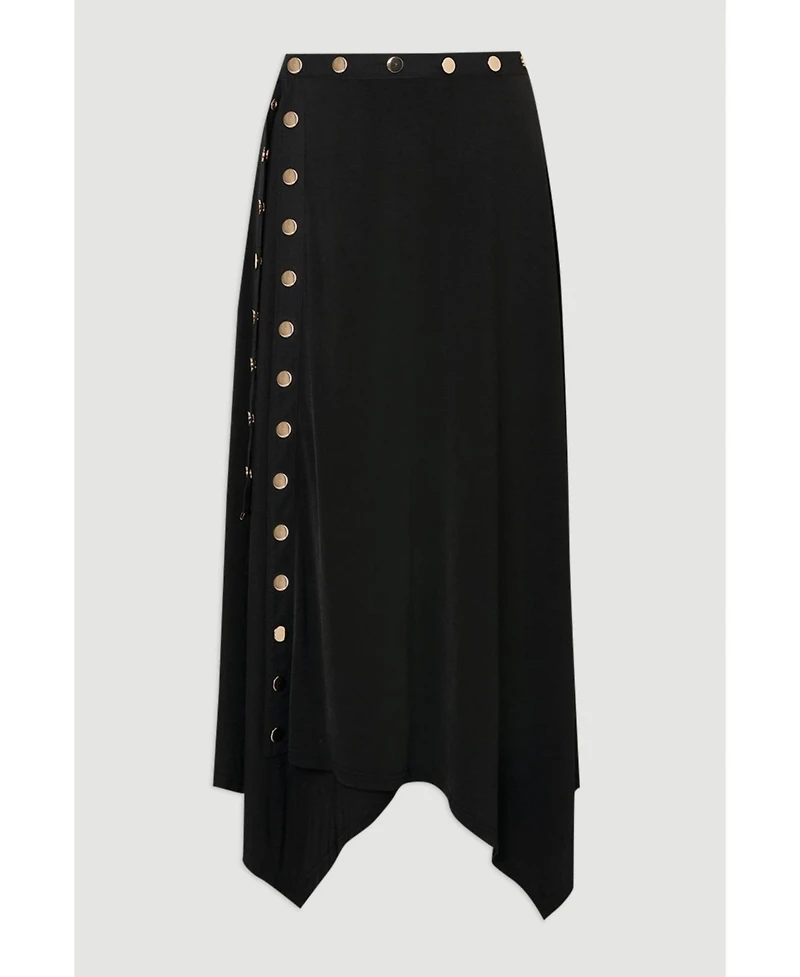 Karen Millen Women's Crepe Hanky Hem Eyelet Maxi Skirt