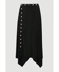 Karen Millen Women's Crepe Hanky Hem Eyelet Maxi Skirt