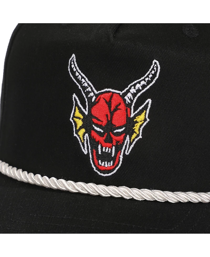 Stranger Things Men's Hellfire Club Demon Head Black Retro Grandpa Snapback Hat