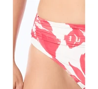 Carmen Marc Valvo Women's Shirred High Cut Full Coverage Bottoms