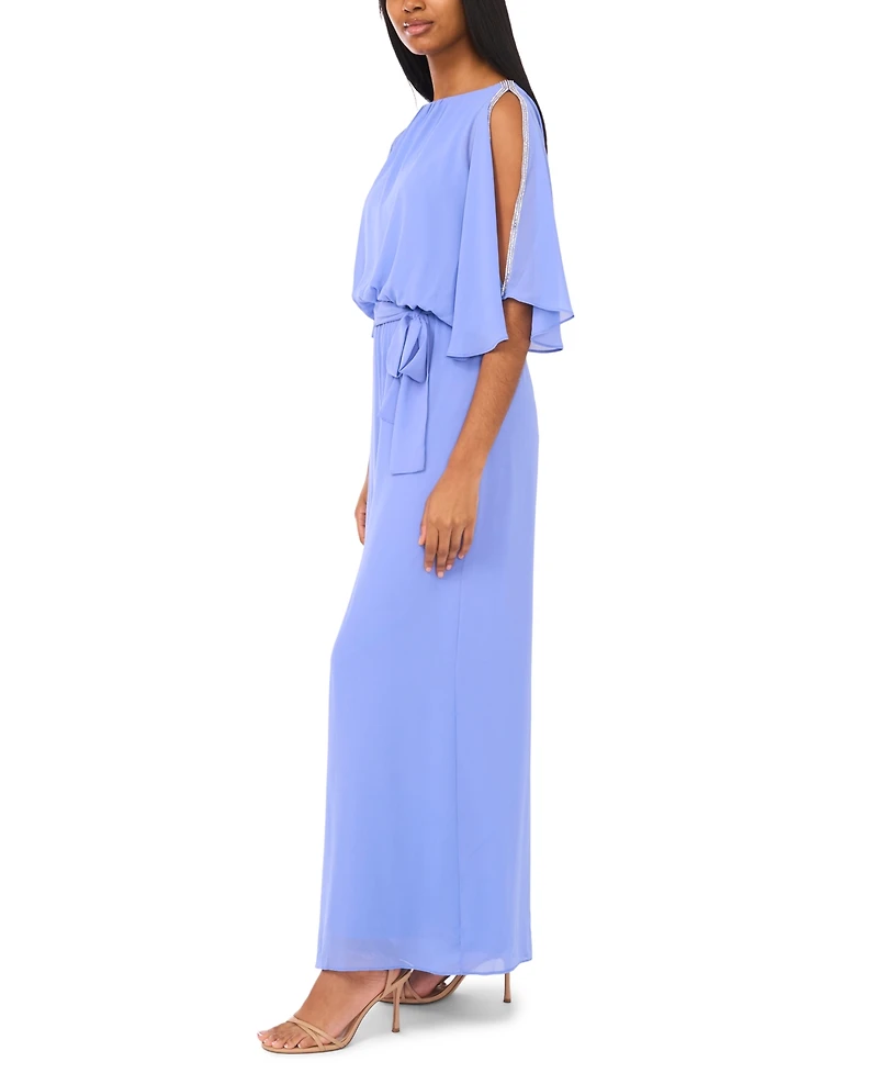 Msk Women's Belted Blouson Boat Neck Jumpsuit