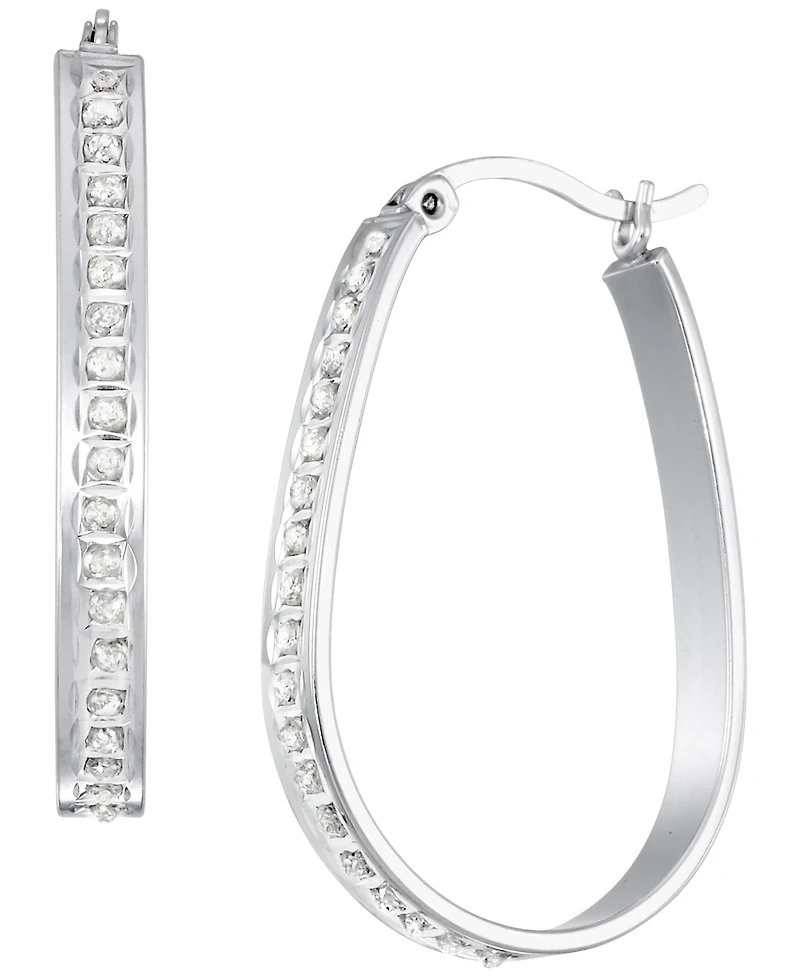 Macy's Diamond Hoop Earrings (0.01 ct. t.w.) in Sterling Silver