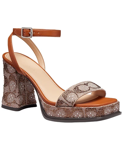 Coach Women's Crystal Signature Jacquard Platform Sandals