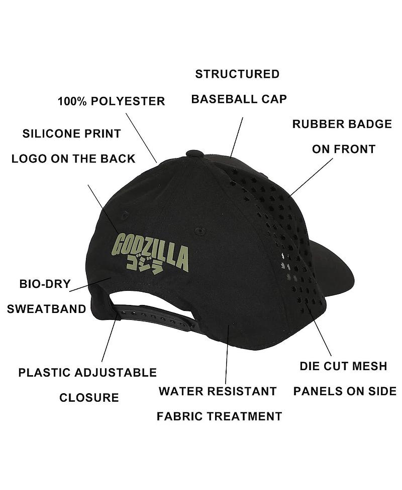 Godzilla Men's Rubber Badge Adult Structured Baseball Cap With Mesh Panels