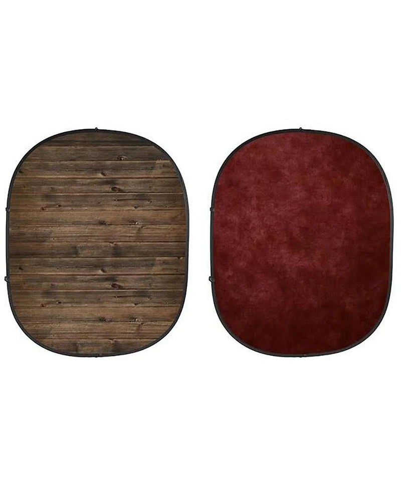 Savage Rustic Planks/Red Collapsible Backdrop, 5' W x 7' H w/ 8' Aluminum Stand